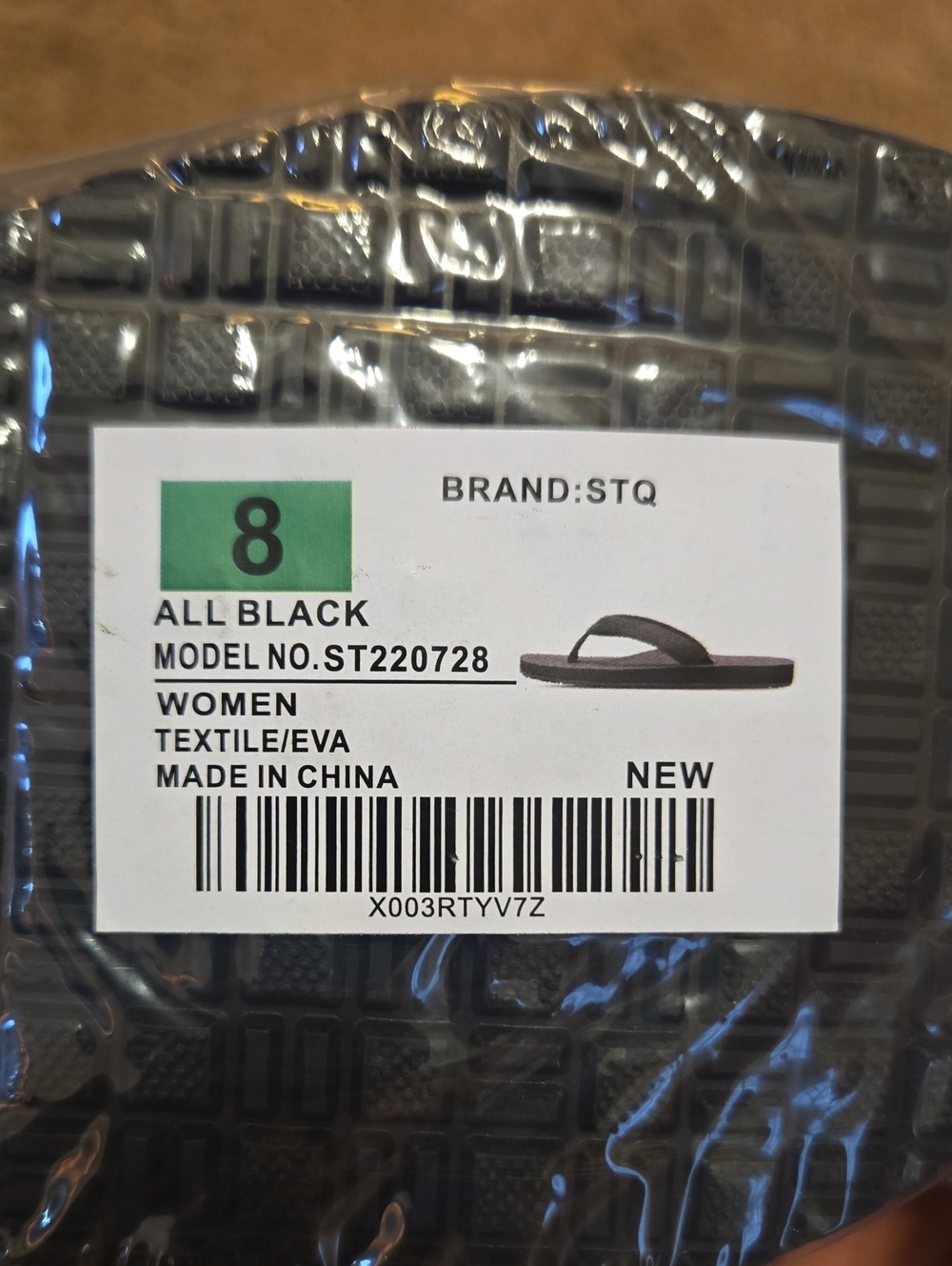 STQ Women’s All Black Textile EVA Sandals - Size 8